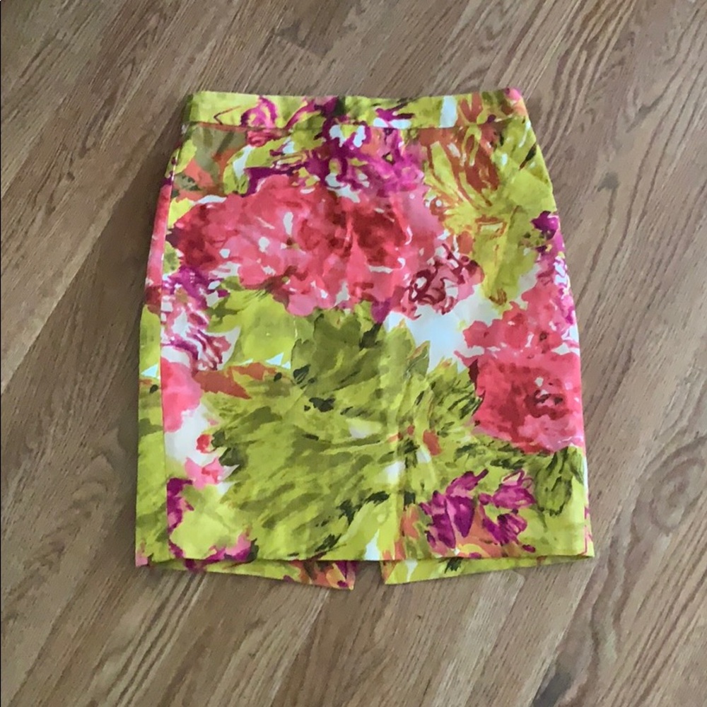 Pink and Yellow Floral Print Skirt
